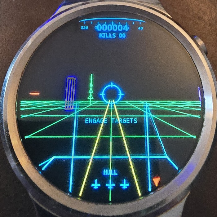 Vector Grid: Interceptor running on smartwatch